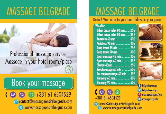 Izrada flajera za Massage on site Belgrade Stampa flajera za Massage on site Belgrade